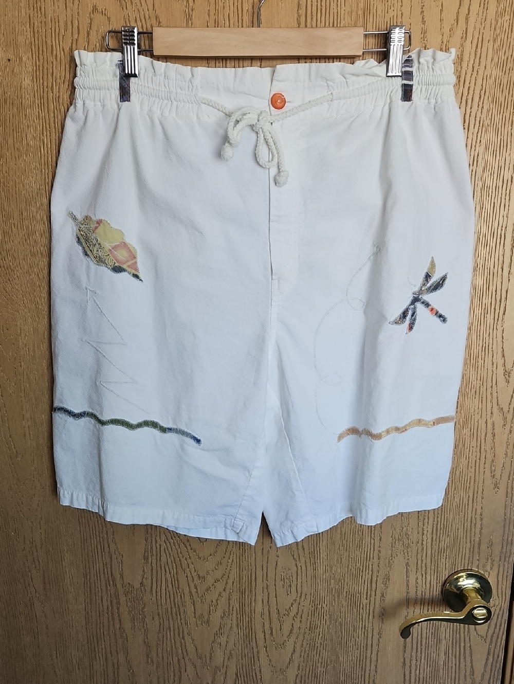Kindred Spirit White Embroidered Shorts with Drawstring Waist